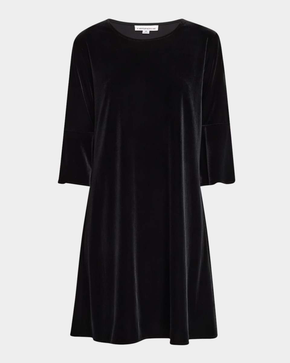 Bella Stretch Velvet Bell-Sleeve Midi Dress